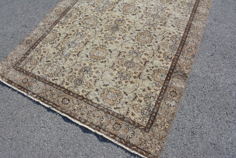 Oriental Rug Large Rug Code 8049 Antique Rug 5.1x8.7 ft Oushak Rug Organic Rug Vintage Rug Turkish Rug Living Room Rug Salon Rug