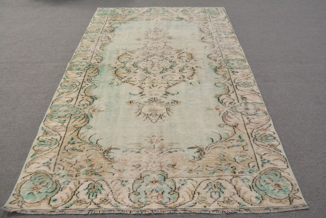 Large Turkish Rug 5.4x8.9 Ft Large Rug, Large Turkish Rug, Rugs for Dining Room, Green ...