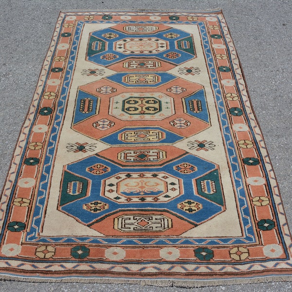 Accent Carpet, Turkish Rug, Vintage Rug, Oushak Rug, 45x72 inches Orange Rug, Handmade Bedroom Rugs, Decorative Area Rug,  9969