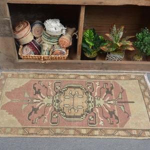 Vintage Rug, Turkish Rug, 1.7x3.6 ft Small Rugs, Anatolian Rug, Rugs For Gift, Beige Oriental Rug, Small Boho Rug,  13748