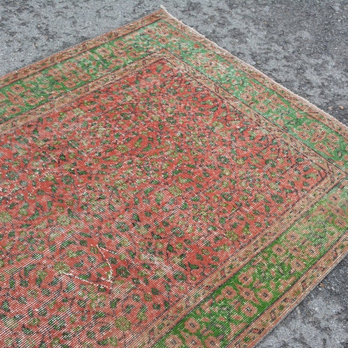 Area Rug, Vintage Rug, Turkish Rug, Oushak Carpet, 45x82 inches Red Carpet, Turkey Bedroom shops Rug, Organic Floor Carpet, 9521