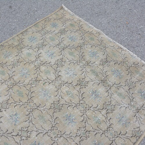 Vintage Rug, Area shops Carpet, Turkish Rug, Antique Rug, 59x91 inches Beige Carpet, Wool Bedroom Carpet, Decorative Indoor Carpet, 10800