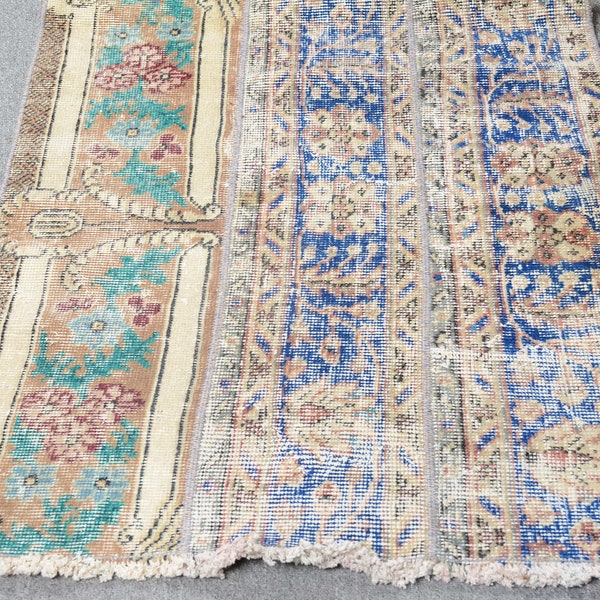 Turkish Rug, Small Rugs, Vintage Rug, Patchwork Rug, Oushak Rug, Rugs For Entry, 2.4x3.2 ft Blue Rug, Bathroom Rug, Housewarming Gift, 14337