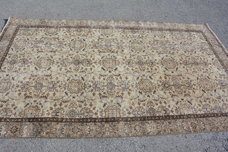 Oriental Rug Large Rug Code 8049 Antique Rug 5.1x8.7 ft Oushak Rug Organic Rug Vintage Rug Turkish Rug Living Room Rug Salon Rug