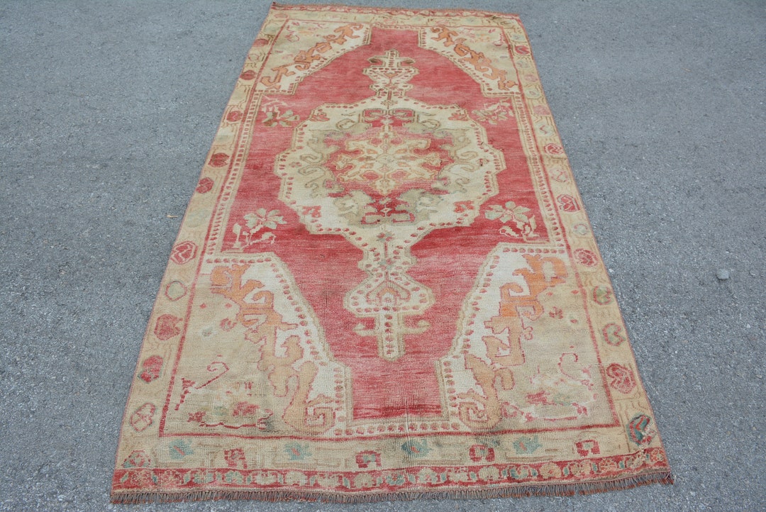 Turkish Rug, Area Rug, 4x7.7 Ft, Oriental Rug, Living Room