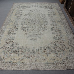 Vintage Rug, Turkish Rug, 7x10 Large Rugs, Oushak Rug, Rugs For