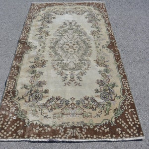 Boho Area Rug, Turkish Rug, Rugs For Indoor, 3.7x6.9 ft Area Rugs, Vintage Rug, Beige Bedroom Rugs, Anatolian Rugs, Office Floor Rug
