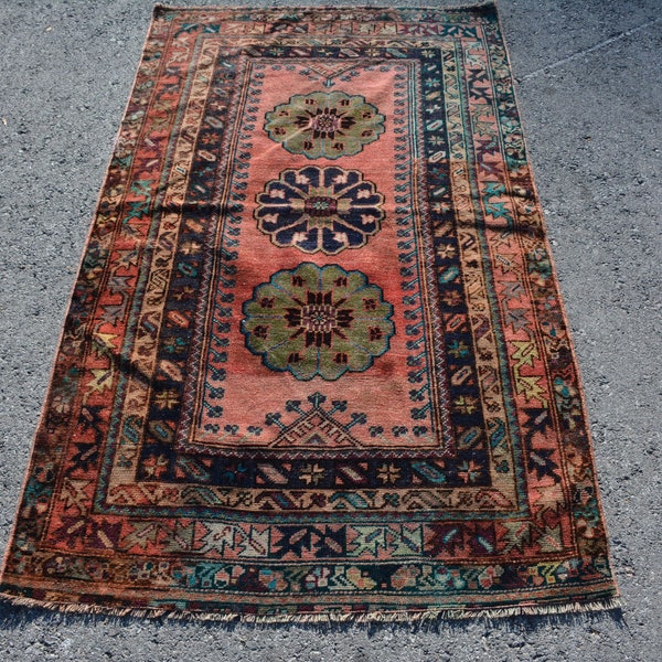 Turkish Rug, Area Rug, 3.5x6.1 ft, Oriental Rug, Bedroom Rug, Decorative Rug, Vintage Rug, Oushak Rug, Organic Rug, Antique Rug, Code 8858