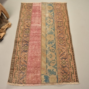 Vintage Turkish Door Mat, Bohemian Woven Rug, Multicolor Floral Design, 2x4ft, Unique Home Decor, Traditional Pattern Carpet