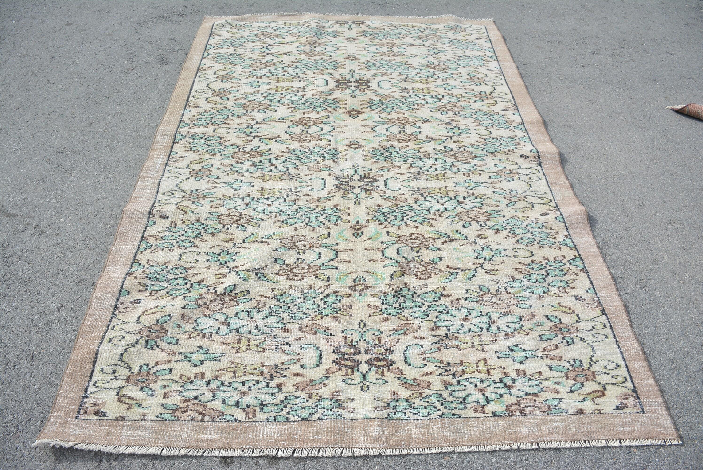 ベージュ　ヴィンテージラグ　トルコラグ ヴィンテージ トルコ絨毯 ベージュ 5 x 8 フィート 162 x 245 cm