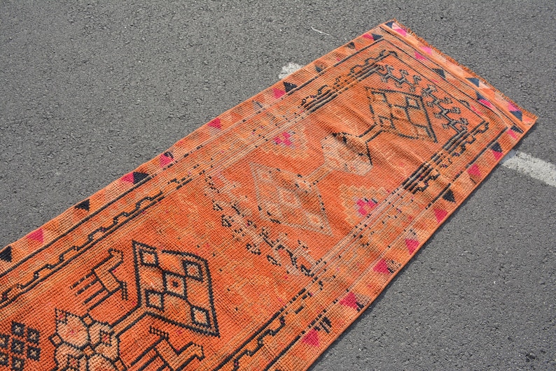 Turkish Rug Organic Rug Herki Rug 2.7x12.1 ft Hallway Rug Antique Rug Oriental Rug Code 8674 Vintage Rug Runner Rug Kitchen Rug