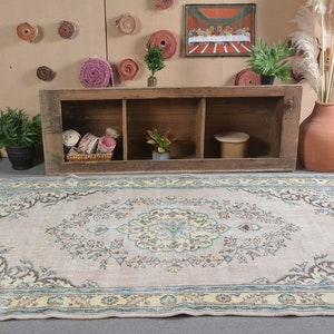 Vintage Rug, Large Rug, Turkish Rug, Oushak Rug, Rugs For Bedroom, 5.6x8.6 ft Bronze Rug, Anatolian Rug, Floral Rug, Large Salon Rug,  13769