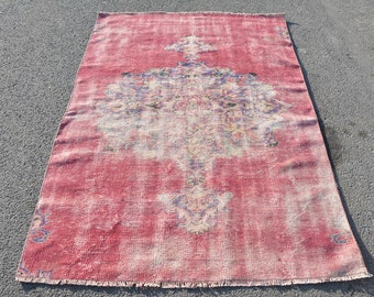 Fuschia Pink Distressed Traditional Rug Antique Vintage Small Large Carpet Rugs 