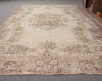 手織りヴィンテージトルコラグ、5.7x9.9フィート、ベージュアナトリア