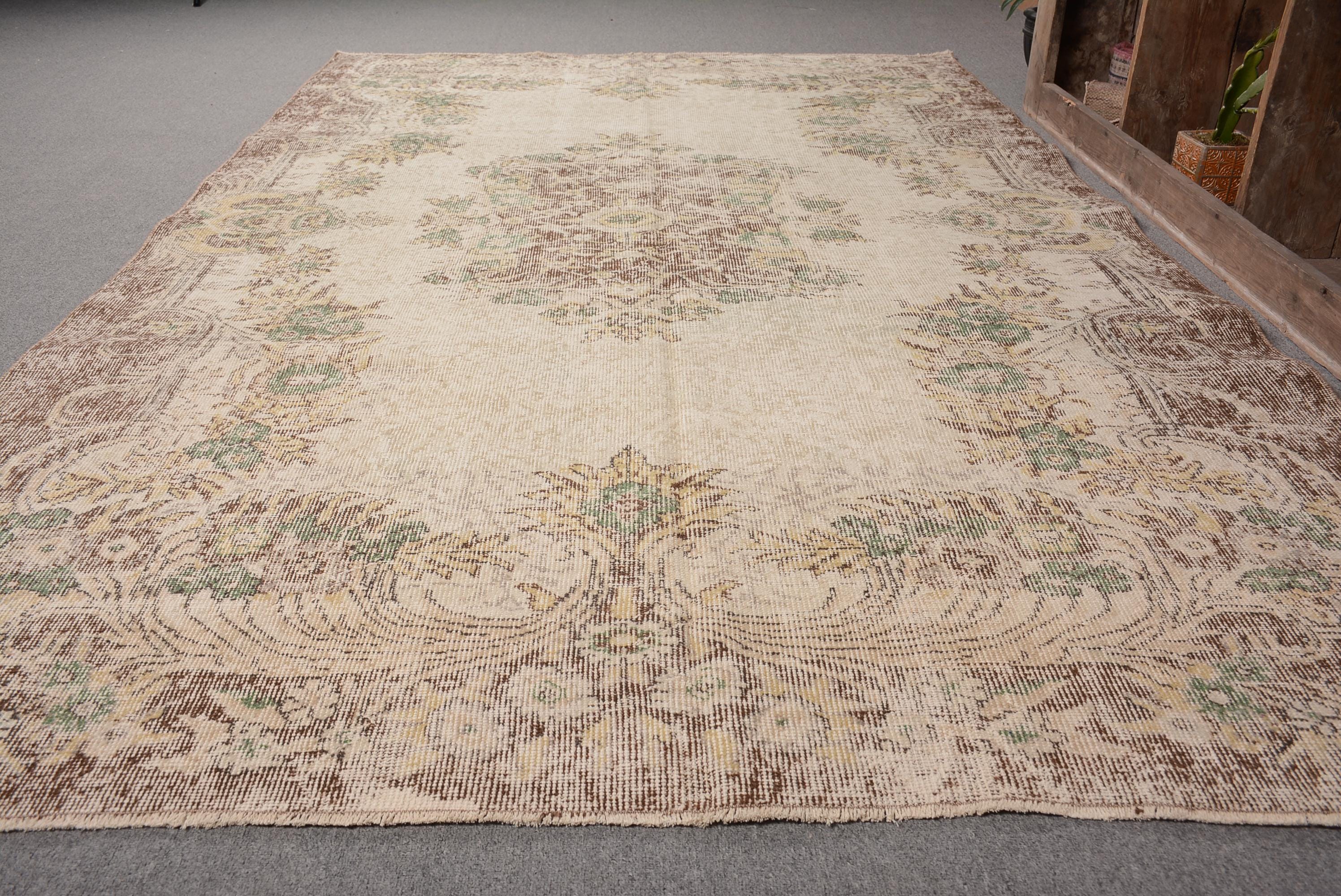 ベージュ　ヴィンテージラグ　トルコラグ 訳アリ】トルコ ヴィンテージラグ991超大判 ベージュ グリーン