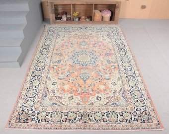 Vintage Rug, Turkish Rug, 7x10 Large Rugs, Oushak Rug, Rugs For