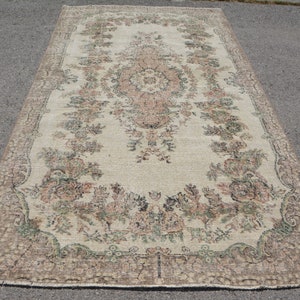 Beige Cool Rug, 5.3x9.9 ft Large Rug, Turkish Rug, Vintage Rug, Large Area Rug, Rugs For Salon, Anatolian Rugs, Decorative Dining Room Rug