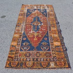Antique Turkish Rug, Authentic Area Carpet, 4x8ft