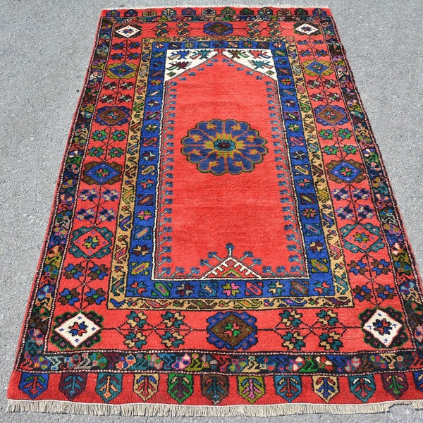 Turkish Rug, Area Rug, 3.7x5.9 ft, Anatolian Rug, Organic Rug, Antique Rug, Vintage Rug, Oriental Rug, Wool Rug, Decor Rug, Code 7336