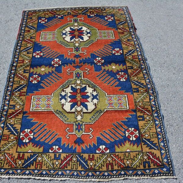 Rugs For Kitchen, Red Cool Rugs, 3.7x5.7 ft Accent Rug, Antique Rugs, Vintage Rug, Turkish Rug, Vintage Decor, Turkey Bedroom Rugs