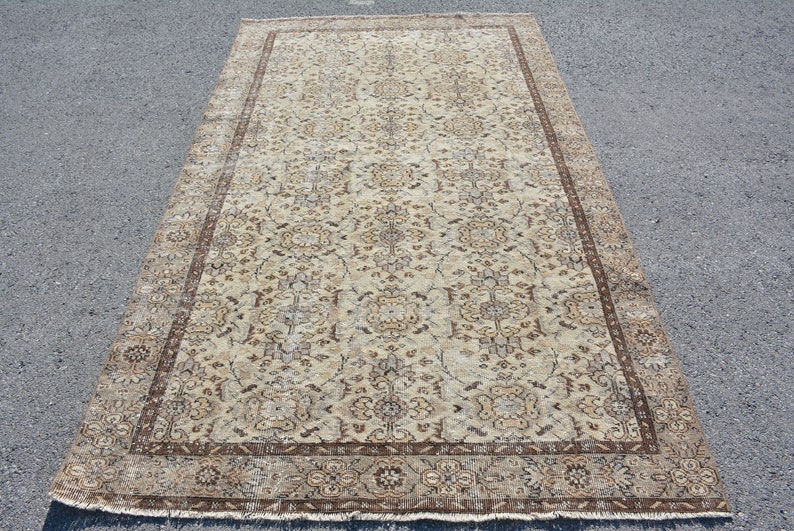 Oriental Rug Large Rug Code 8049 Antique Rug 5.1x8.7 ft Oushak Rug Organic Rug Vintage Rug Turkish Rug Living Room Rug Salon Rug