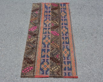 turkish rug,  2.3x4.4 ft, organic rug, oriental rug, patchwork rug,small rug, entry rug, antique rug, anatolian rug, vintage rug,  Code 6590