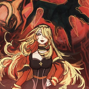 Impresión de Cynthia con traje Sygna de Pokémon Masters EX (21,5 x 28 cm), obra de arte para fans, regalo para decoración de habitaciones.
