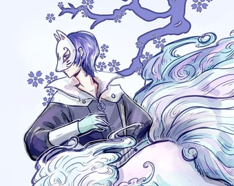 8.5"x11" Yusuke Kitagawa & Alolan Ninetales - Persona 5 - Letter Sized Print