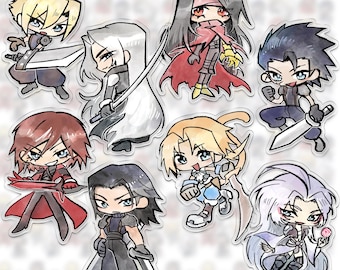 Final Fantasy Charms Vol 1: Cloud Strife, Zack Fair, Sephiroth, Genesis Rhapsodos, Angeal Hewley, Vincent Valentine, Kuja, Zidane