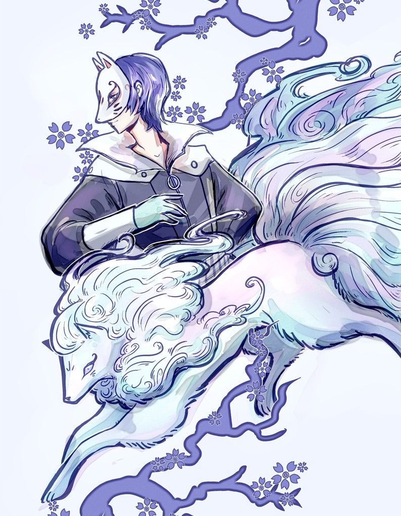 8.5x11 Yusuke Kitagawa & Alolan Ninetales Persona 5 Letter Sized Print image 1