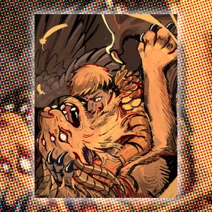 delicious in dungeon Laios and the Lion Print 8.5"x11" Artwork Fan Art Gift for Fans Room Decor