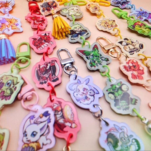 digimon linking charms - adventure 01 02 tamers survive veemon hawkmon armadillomon wormmon guilmon terriermon renamon lunamon coronamon