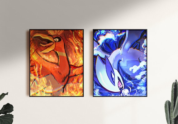 Lugia Ho-oh Pokemon Print 8.5"x11" Artwork Fan Art Gift for Fans Room Decor