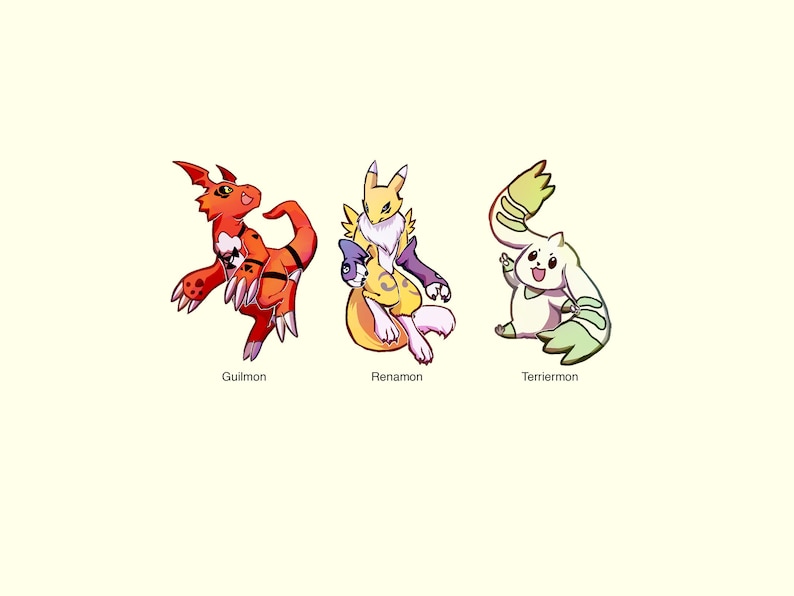 Digimon Tamers Charms Guilmon Renamon Terriermon