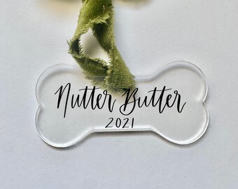 Personalized Acrylic Dog Bone Ornament, New Puppy Gift