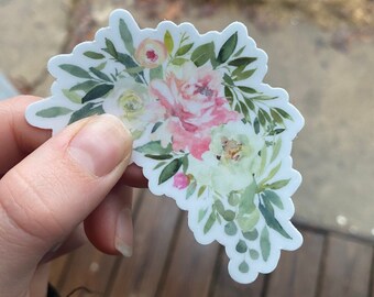 Pink Floral Sticker: Durable Vinyl Decal for Laptop, Hydroflask