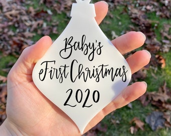 Custom White Acrylic Christmas Ornament, First Christmas Gift