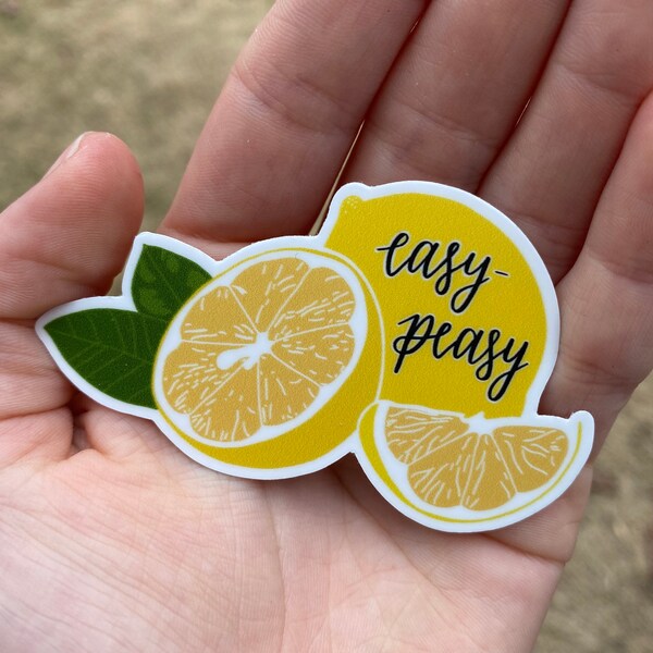 Lemon "easy-peasy" sticker, hydroflask sticker, laptop sticker, gift for her, Planner sticker, easy-peasy lemon squeezy, lemonade, lemons