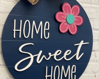 Interchangeable Home Sweet Home Door Hanger, Shiplap Door Hanger, All Season Door Hanger, Housewarming Gift, Interchangeable Sign