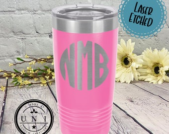 Circle Monogramed Polar Camel Tumbler, Personalized Tumbler, Insulated Travel Mug, Gift for Friend, Appreciation Gift, Monogram Gift