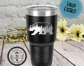 Bear Forest Tumbler Coffee Mug, Bear Tumbler, Gift for Friends, Insulated Bear Tumbler, Bear gift, Father's Day Gift, Wilderness Tumbler