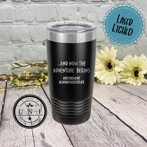 Retirement Polar Camel Tumbler: Adventure Begins, Laser Etched