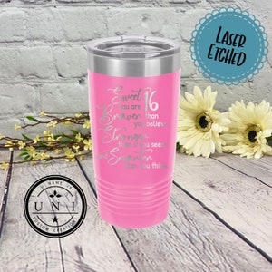 Sweet 16 Laser Etched Tumbler: Personalized Birthday Gift
