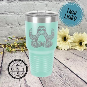 Sloth Mandala Tumbler: Laser Etched Coffee Mug