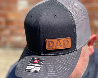 Dad Hat, Laser Engraved Leather Patch Hat, Leather Patch Snapback Cap, Custom Cap, Trucker Hat, Gift for Dad, Gift for Father’s Day