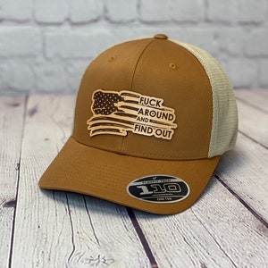FAFO American Flag Leather Patch Trucker Hat - Snapback Cap