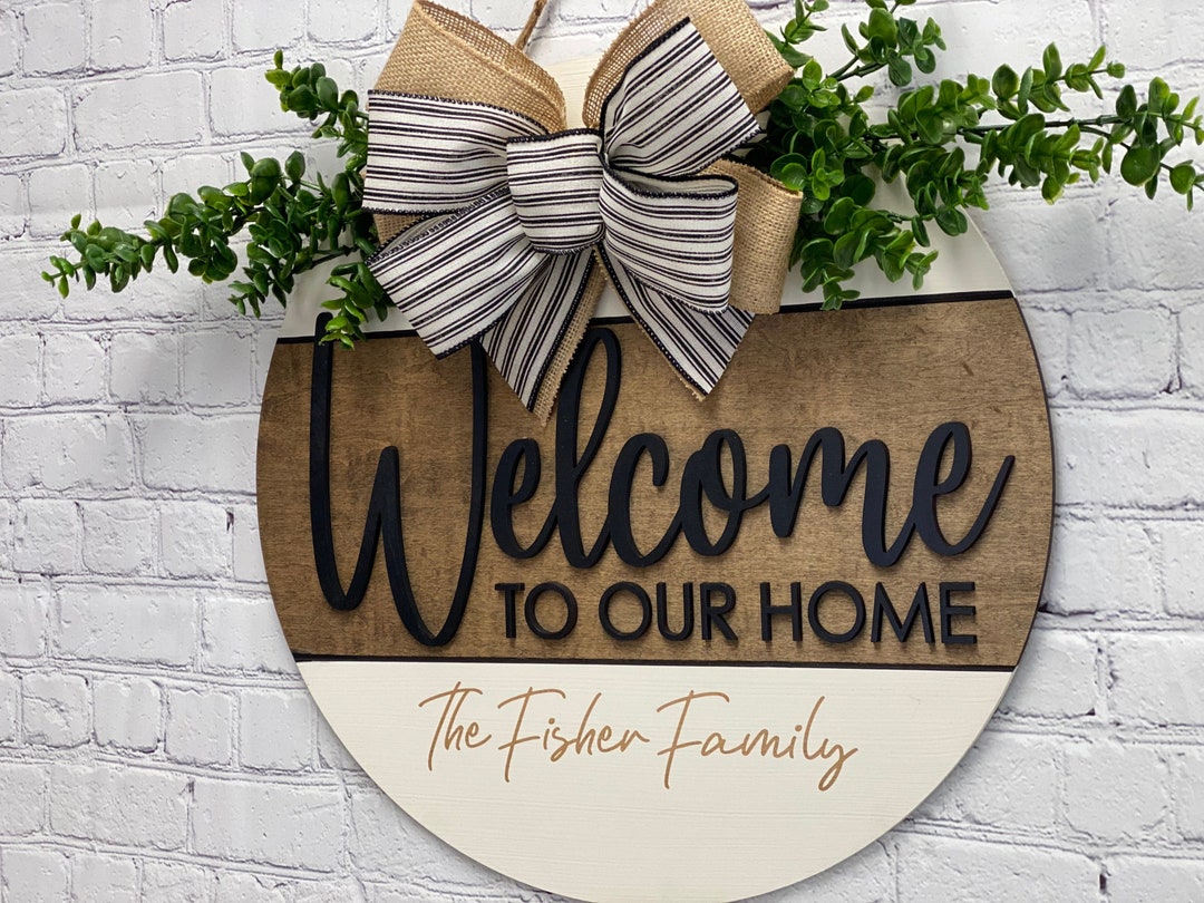 Welcome to Our Home Personalized Door Hanger: Welcome Sign - Etsy
