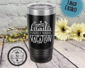 Personalized Family Vacation Tumbler: Laser-Etched Polar Camel Cup