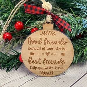 Best Friends Christmas Ornament, Engraved Wooden Ornament, Christmas ...