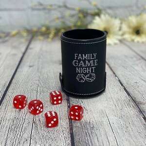 Family Game Night Dice Cup With Dice Set, Dice Game, Dice Set, Dice Game Gift, Family Game Night, Leatherette Dice Cup
